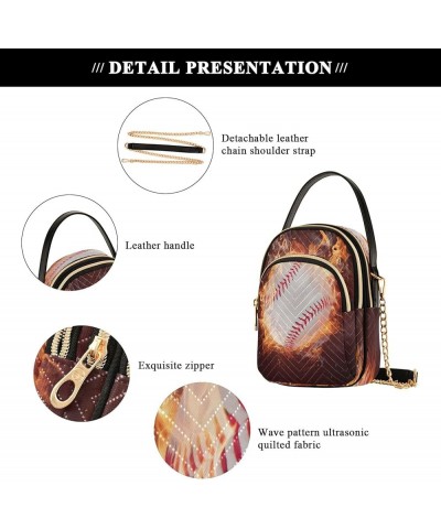 Crossbody Bags for Women Fire Flame Quilted Chain Crossbody Purses Trendy Cross Body Phone Purse Handbag Baseball 1 $12.48 Cr...