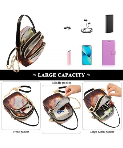 Crossbody Bags for Women Fire Flame Quilted Chain Crossbody Purses Trendy Cross Body Phone Purse Handbag Baseball 1 $12.48 Cr...