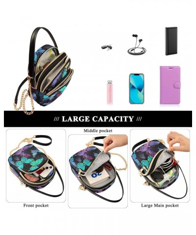 Rainbow Butterflies Crossbody Bag for Women Cell Phone Purse Wallet with Removable Chain Shoulder Handbag for Work Phone Trav...