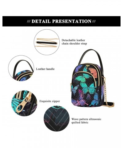 Rainbow Butterflies Crossbody Bag for Women Cell Phone Purse Wallet with Removable Chain Shoulder Handbag for Work Phone Trav...