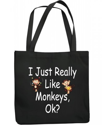 I just really like monkeys graphic cute humor for Monkey lover Navy Black Multicolor Canvas Tote Bag $19.03 Totes