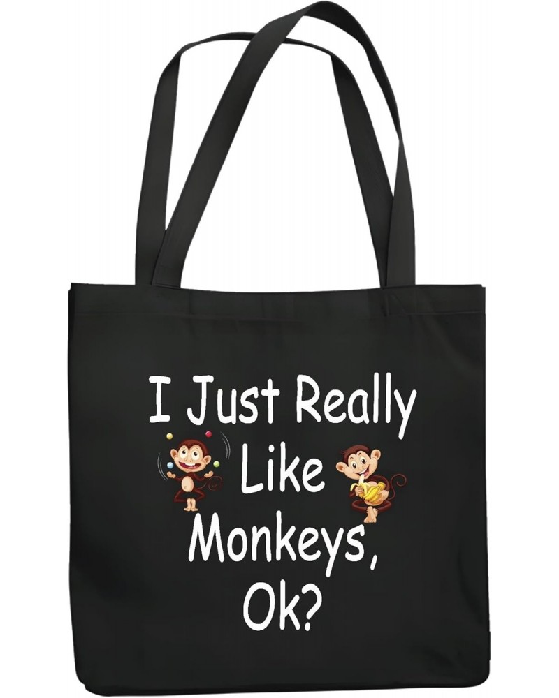 I just really like monkeys graphic cute humor for Monkey lover Navy Black Multicolor Canvas Tote Bag $19.03 Totes