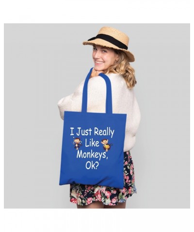 I just really like monkeys graphic cute humor for Monkey lover Navy Black Multicolor Canvas Tote Bag $19.03 Totes