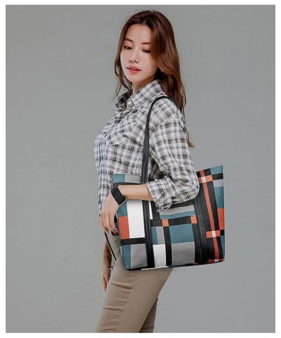 Women Fashion Classic PU Leather Bag Multi-Color Large-Capacity Bag Tote Shopping Shoulder Handbag (Multi-Color B) Multi-colo...