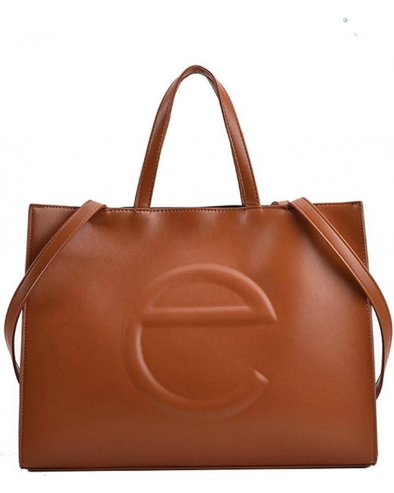 Textured large-capacity bags, women's hand-totes, shoulder bags, commuter bags Brown $27.99 Totes