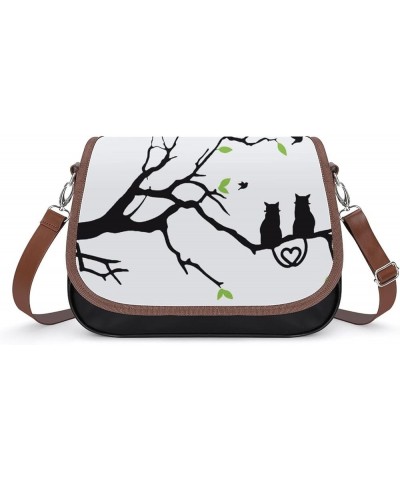 Printed Crossbody Bags Women City Leather Shoulder Bag Satchel Hobo Bags Trendy Tree And Cat Color8 $21.50 Hobo Bags