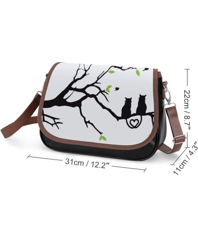 Printed Crossbody Bags Women City Leather Shoulder Bag Satchel Hobo Bags Trendy Tree And Cat Color8 $21.50 Hobo Bags