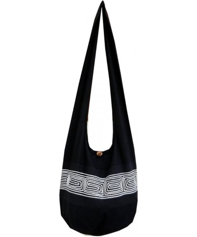 BTP! Thai Cotton Embroidered Sling Crossbody Shoulder Bag Purse Hippie Hobo Gypsy Bohemian Large Black Nd2 $15.11 Totes