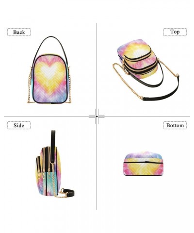 Colorful Tie Dyed Heart Small Crossbody Bags for Women Cell Phone Shoulder Purse Handbags Wallet 21215152 $13.72 Crossbody Bags