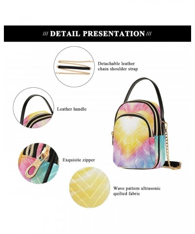 Colorful Tie Dyed Heart Small Crossbody Bags for Women Cell Phone Shoulder Purse Handbags Wallet 21215152 $13.72 Crossbody Bags