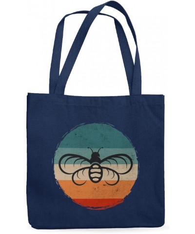 Bee Design Canvas Tote Bag - Items for Bee Lovers - Cool Bag Navy $13.99 Totes