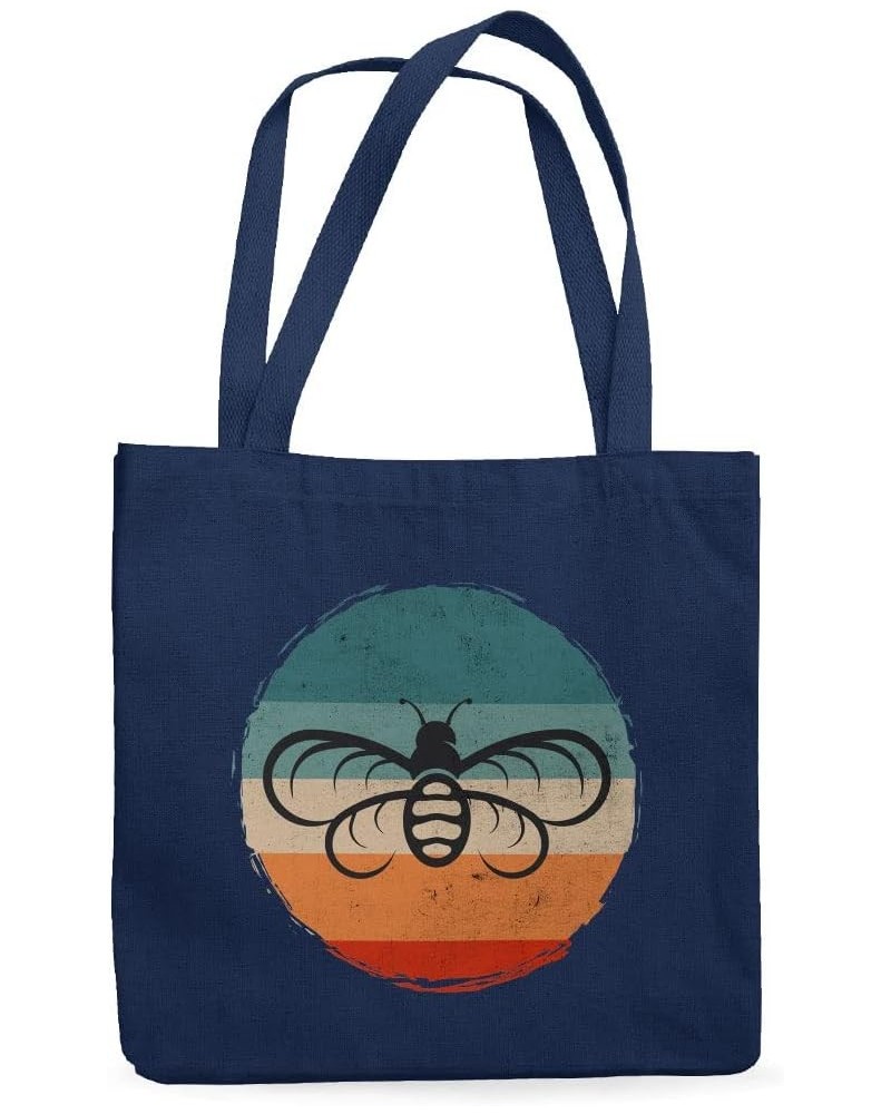 Bee Design Canvas Tote Bag - Items for Bee Lovers - Cool Bag Navy $13.99 Totes