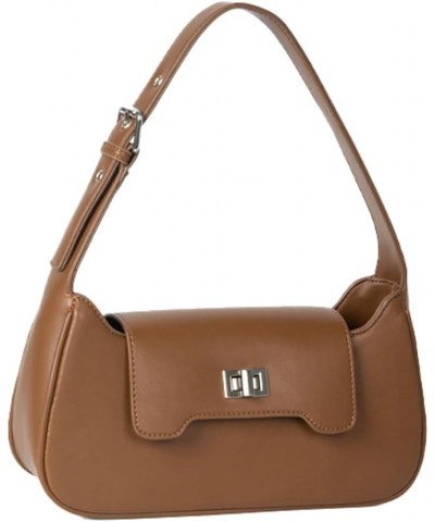 Fashion PU Leather Shoulder Bag for Women Small Totes Hobo Y2k Handbag Elegant Underarm Purse Satchel Brown $28.30 Totes