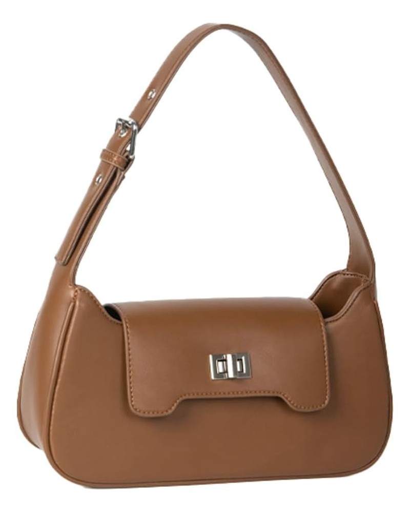 Fashion PU Leather Shoulder Bag for Women Small Totes Hobo Y2k Handbag Elegant Underarm Purse Satchel Brown $28.30 Totes