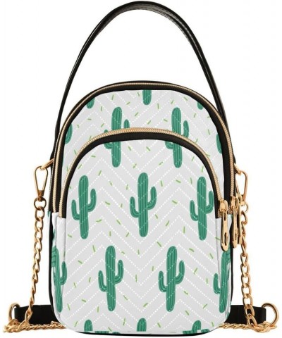 Cute Cactus Cati White Crossbody Bag Small Shoulder Handbags Leather Purse for Women $10.92 Crossbody Bags