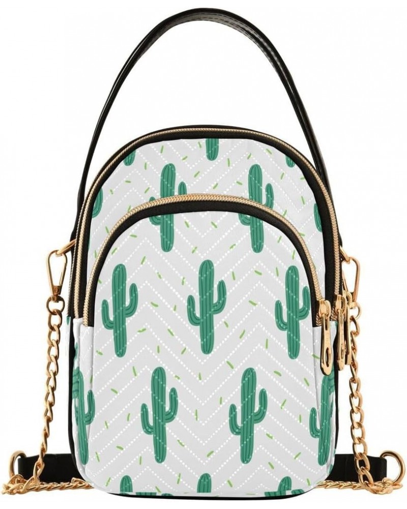 Cute Cactus Cati White Crossbody Bag Small Shoulder Handbags Leather Purse for Women $10.92 Crossbody Bags