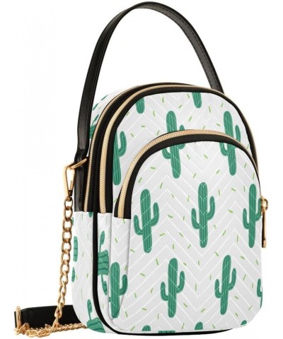 Cute Cactus Cati White Crossbody Bag Small Shoulder Handbags Leather Purse for Women $10.92 Crossbody Bags