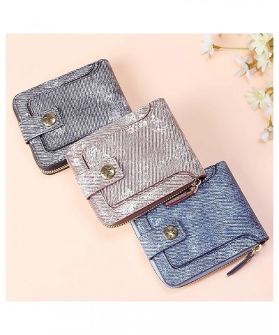 Foreign Trade New Men's Short Multi Functional Denim Fabric Horizontal Zipper Wallet Mens Travel Wallet (Light Blue, One Size...