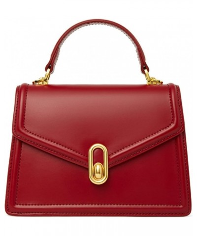 Women's Leather Crossbody Shoulder Bag Top Tote Bag Simple Fashion Handbags Red $33.00 Totes