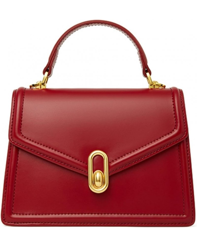 Women's Leather Crossbody Shoulder Bag Top Tote Bag Simple Fashion Handbags Red $33.00 Totes