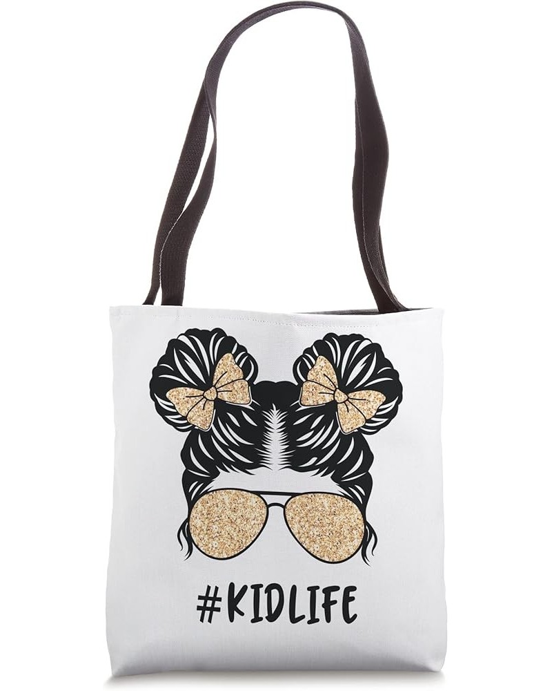 Messy Bun Kid Life Bows Glam Matching Mom Daughter Girl Kids Tote Bag 16 inches $10.80 Totes