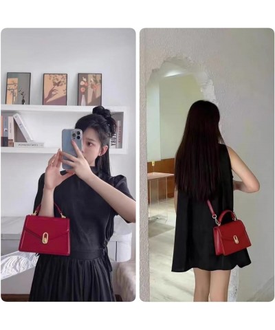 Women's Leather Crossbody Shoulder Bag Top Tote Bag Simple Fashion Handbags Red $33.00 Totes