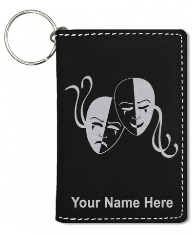 ID Holder Wallet, Drama Masks, Personalized Engraving Included (Rustic) Black with Silver $15.95 Wallets