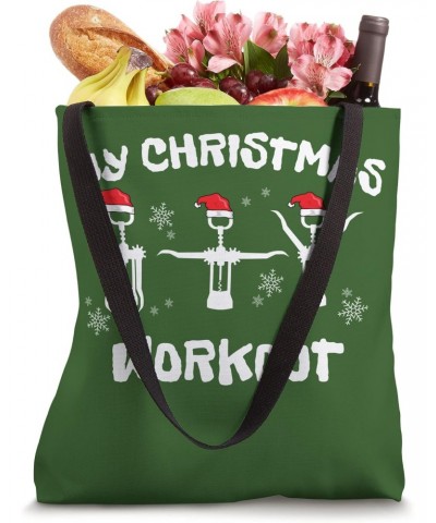 My Christmas Workout Funny Wine Lover Corkscrew Wine Party Tote Bag $11.13 Totes