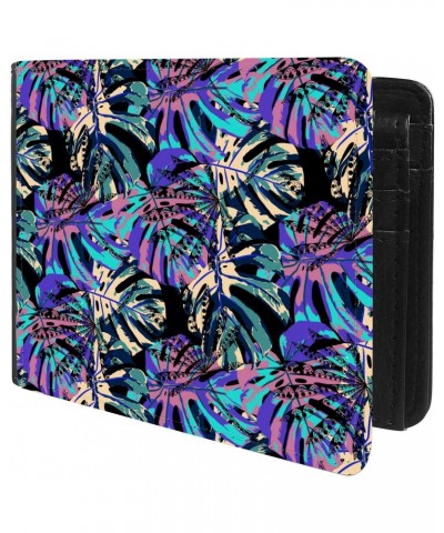 Unique Desige Pattern - Tropical leaves of monstera, Slim Front Pocket Wallet Billfold RFID Blocking $9.17 Wallets