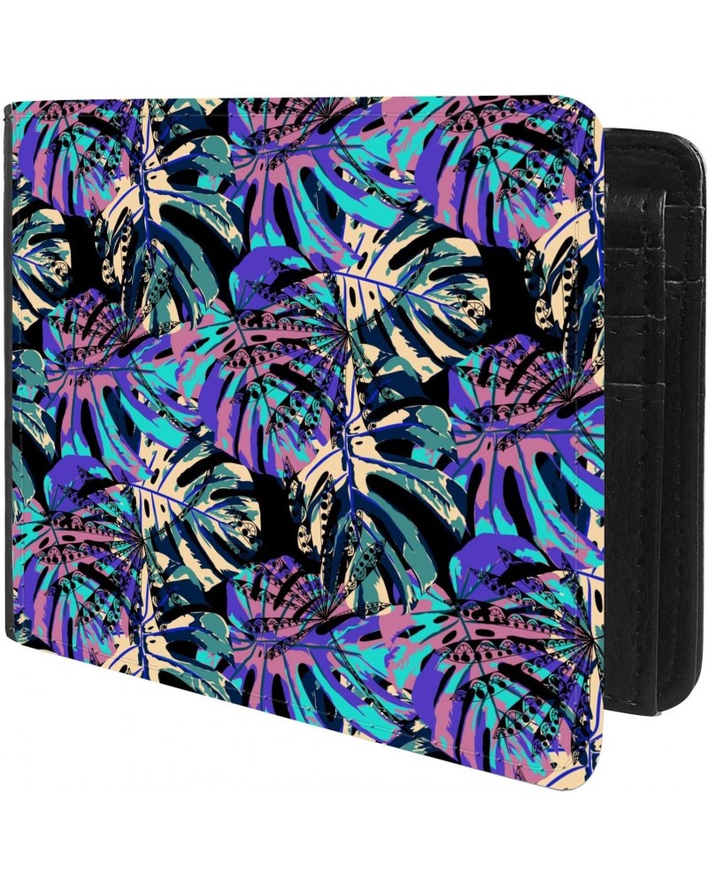 Unique Desige Pattern - Tropical leaves of monstera, Slim Front Pocket Wallet Billfold RFID Blocking $9.17 Wallets