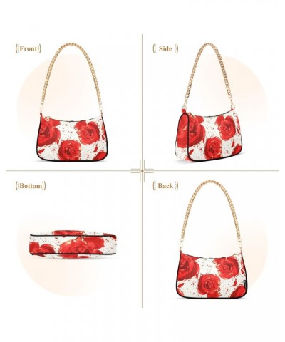 Clutch Shoulder Bags Tote Evening Purse Handbags for Women Hobo Bags Roses Flower Red Tie Dyewith Zipper Closure $16.63 Totes