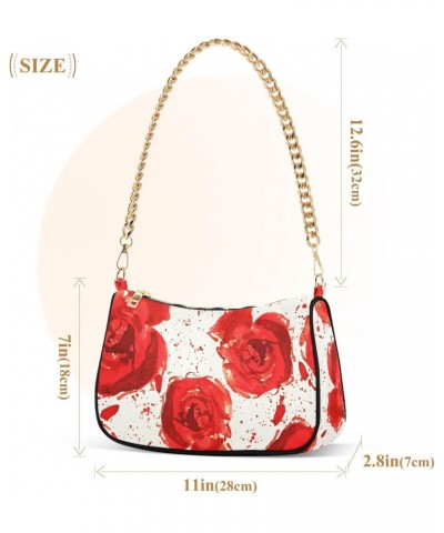 Clutch Shoulder Bags Tote Evening Purse Handbags for Women Hobo Bags Roses Flower Red Tie Dyewith Zipper Closure $16.63 Totes