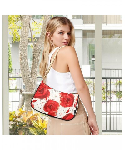 Clutch Shoulder Bags Tote Evening Purse Handbags for Women Hobo Bags Roses Flower Red Tie Dyewith Zipper Closure $16.63 Totes