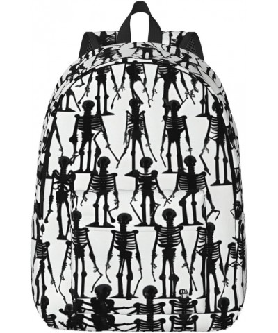 Black Floral Skull Print Casual Double Shoulder Daypack,Anti-Theft Travel Canvas Backpack For Men And Women Black Small $24.2...