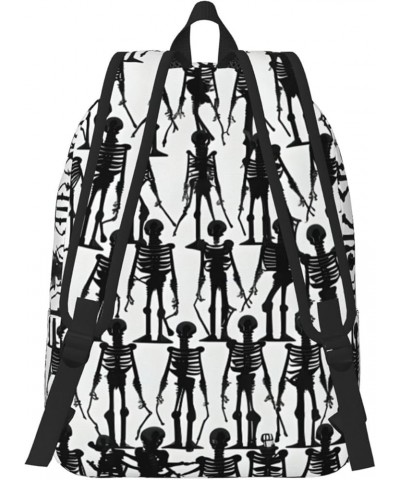 Black Floral Skull Print Casual Double Shoulder Daypack,Anti-Theft Travel Canvas Backpack For Men And Women Black Small $24.2...