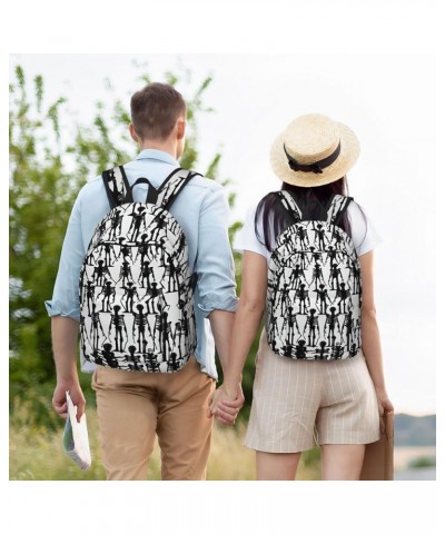 Black Floral Skull Print Casual Double Shoulder Daypack,Anti-Theft Travel Canvas Backpack For Men And Women Black Small $24.2...