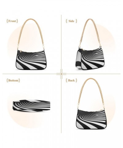 Crossbody Bags for Women Shoulder Purse Black White Wave Handbags Stylish Clutch Purse with Chain Strap $14.40 Shoulder Bags