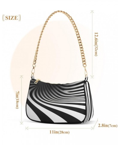 Crossbody Bags for Women Shoulder Purse Black White Wave Handbags Stylish Clutch Purse with Chain Strap $14.40 Shoulder Bags