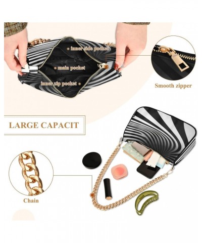 Crossbody Bags for Women Shoulder Purse Black White Wave Handbags Stylish Clutch Purse with Chain Strap $14.40 Shoulder Bags