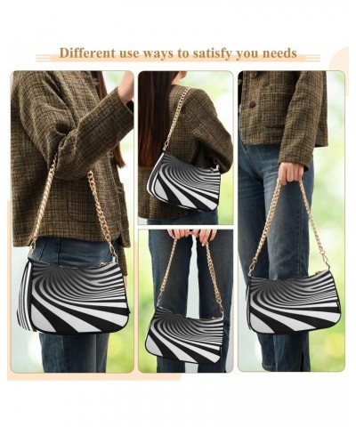 Crossbody Bags for Women Shoulder Purse Black White Wave Handbags Stylish Clutch Purse with Chain Strap $14.40 Shoulder Bags