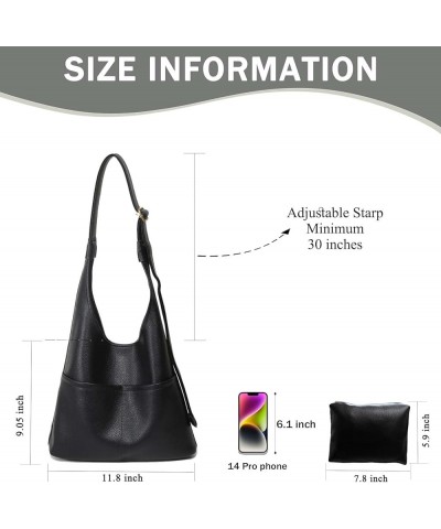 Faux Leather Hobo Bag for Women Large PU Leather Tote Bag Fashionable Stylish Shoulder Bag Women Trendy 2024 Double-black $15...