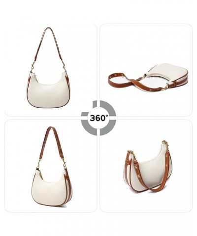 Small Crescent Shoulder Bag for Women PU Leather Crossbody Bag Hobo Handbag Purse with Card Bag Adjustable Strap (beige) Brow...