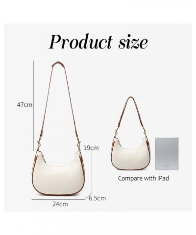 Small Crescent Shoulder Bag for Women PU Leather Crossbody Bag Hobo Handbag Purse with Card Bag Adjustable Strap (beige) Brow...