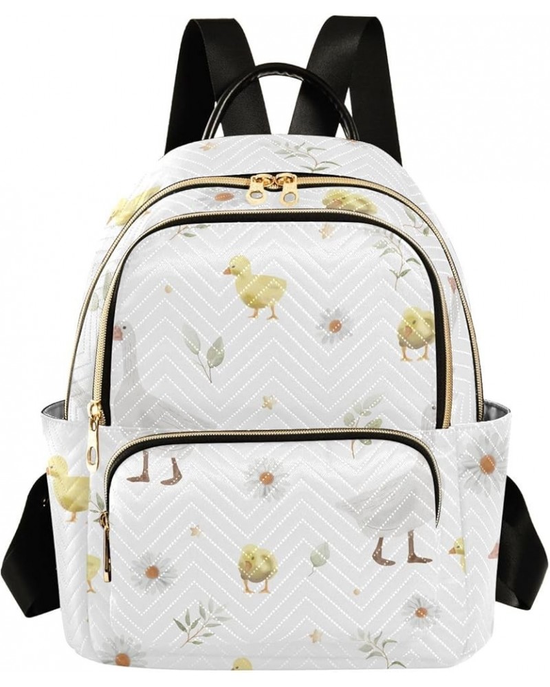 Backpack Purse for Women Goose and Little Ducklings, Mini Fashion Backpack Floral Farm Lightweight Casual Daypack Shoulder Ba...