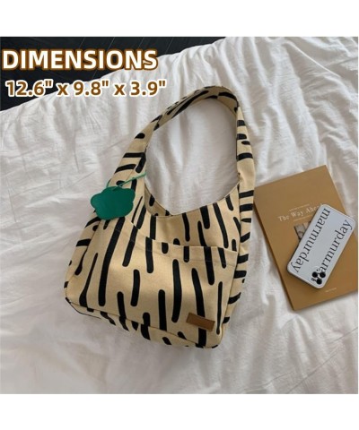 Canvas Tote Bag with Accessories Zebra Stripe Pattern Aesthetic Cute Y2K Shoulder Handbag Totebag Only Lightbrown $12.77 Back...