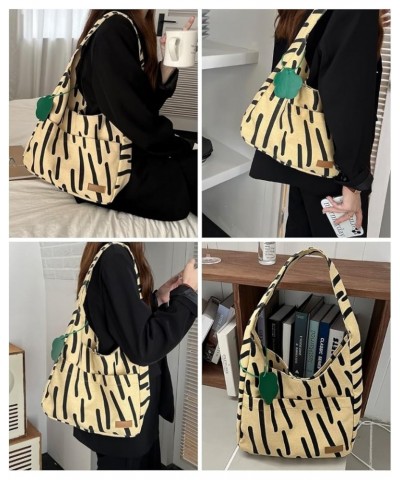 Canvas Tote Bag with Accessories Zebra Stripe Pattern Aesthetic Cute Y2K Shoulder Handbag Totebag Only Lightbrown $12.77 Back...