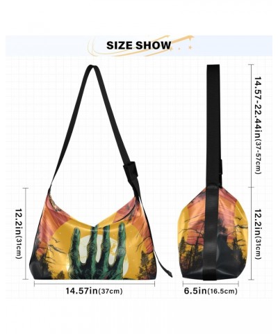 Zombie Hand Shoulder Bag Large Slouchy Hobo Bag for Women Men Waterproof PU Leather Crossbody Handbag Casual Tote with Adjust...