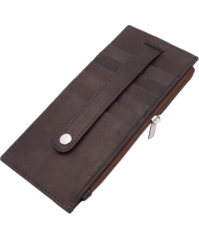 AG Wallets Women's Long Credit Card Holder With Side Zipper Pocket, Snap Close, Cow Leather Wallet (Black Pebble) Brown $19.4...