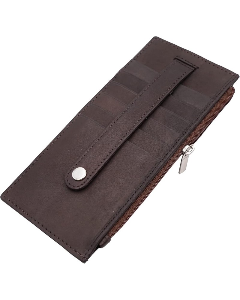 AG Wallets Women's Long Credit Card Holder With Side Zipper Pocket, Snap Close, Cow Leather Wallet (Black Pebble) Brown $19.4...