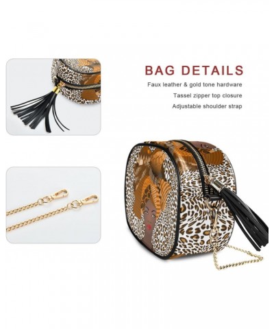 Small Crossbody Bag African Woman in Leopard Print Womens Shoulder Chain Bag PU Leather Small Purse With Tassel $11.04 Should...